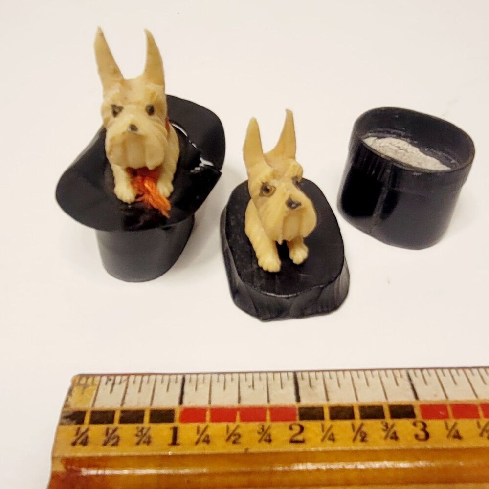 VINTAGE Scottie Dog LOT 10 Piece - Scottish Terrier - Celluloid Wood Syroco - Picture 5 of 15